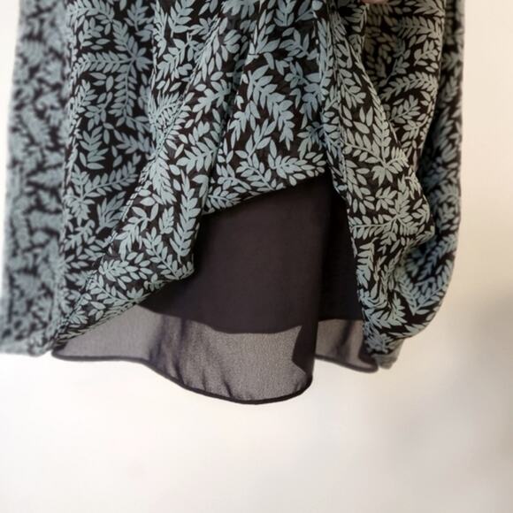 ANN TAYLOR Teal Brown Leaf Print Sleeveless Empire Waist Mini Dress Size 6 - Picture 11 of 12